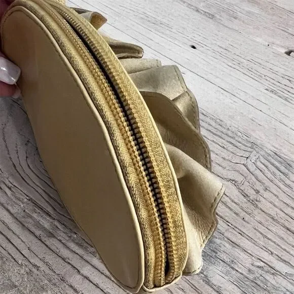 Yves Saint Laurent Leather Wristlet Clutch Rive Gauche Gold small Authentic - Picture 11 of 15